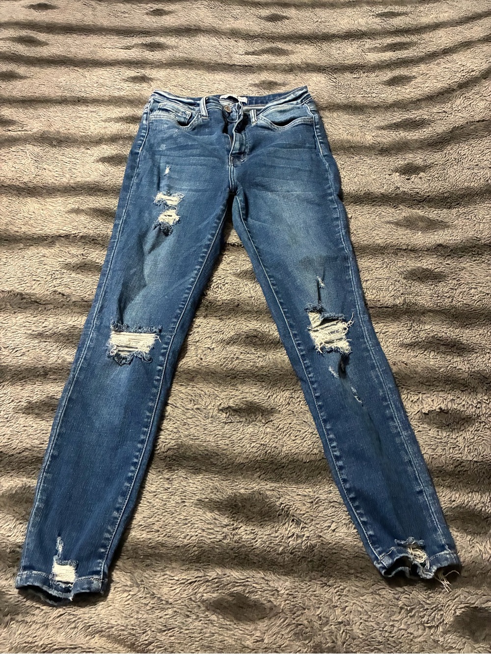 Flying Monkey Women's Distressed Skinny Jeans - Blue